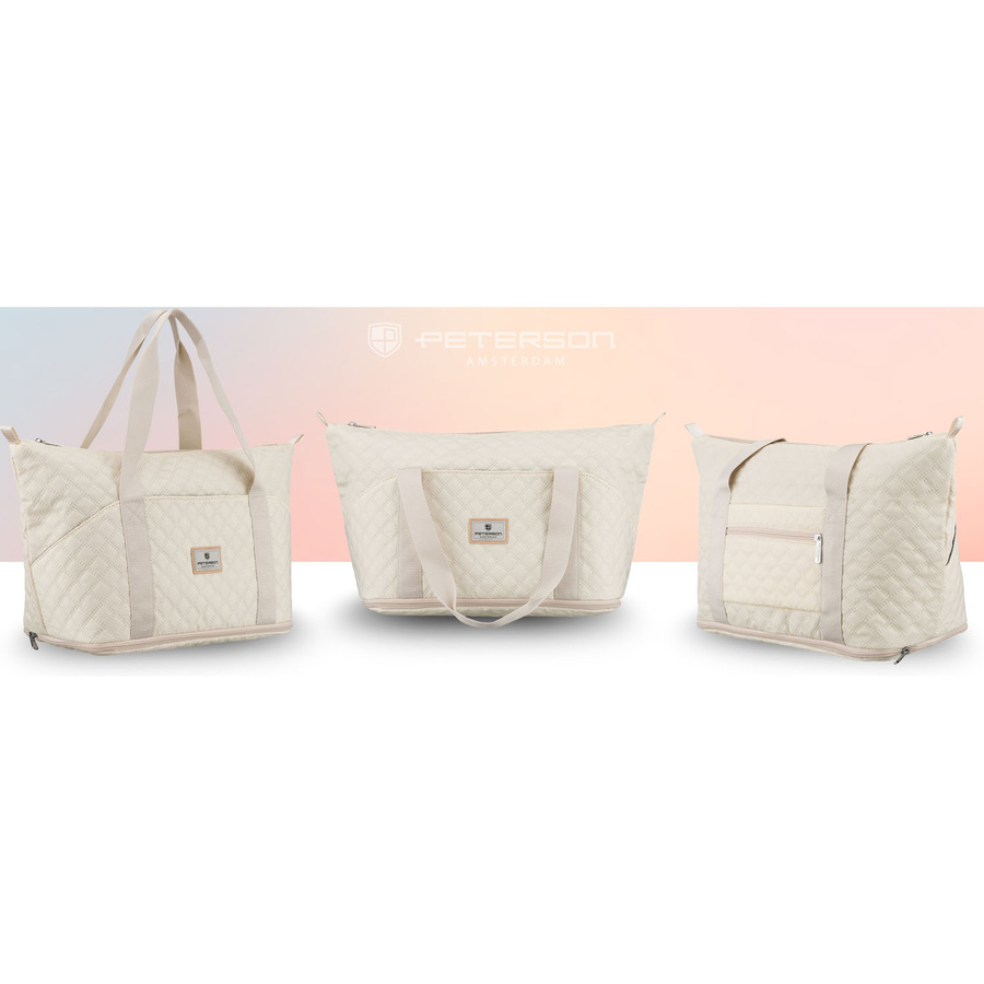 Beżowa, treningowa torba wykonana z poliestru, jednokomorowa - Peterson