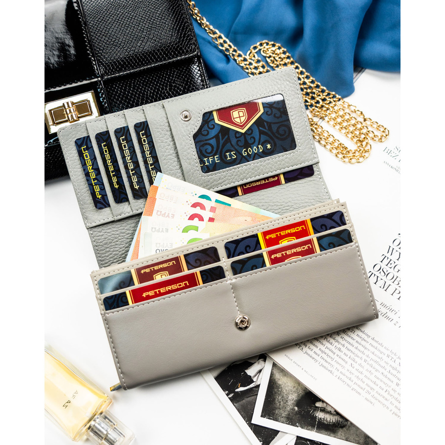 Leather+leatherette wallet RFID PETERSON PTN PX20-1-NPK