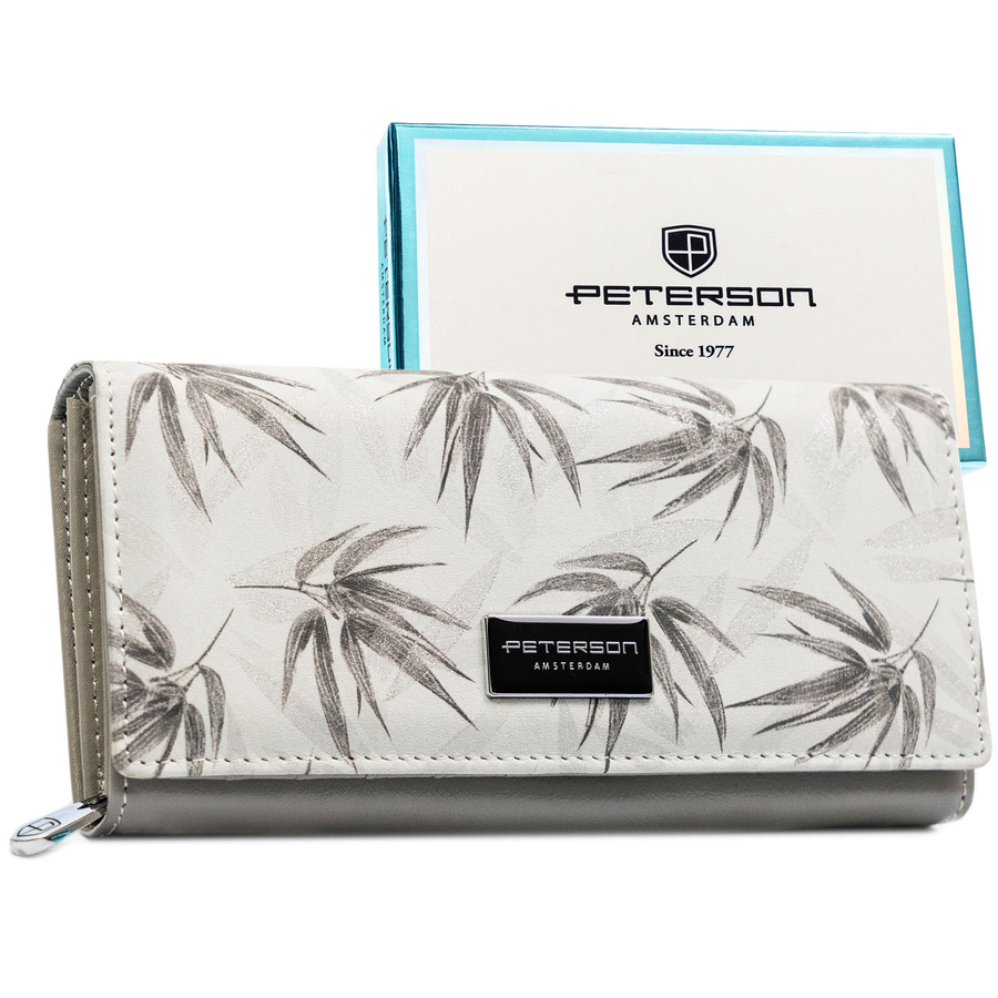 Biela veľká dámska peňaženka s RFID ochranou na patent – Peterson