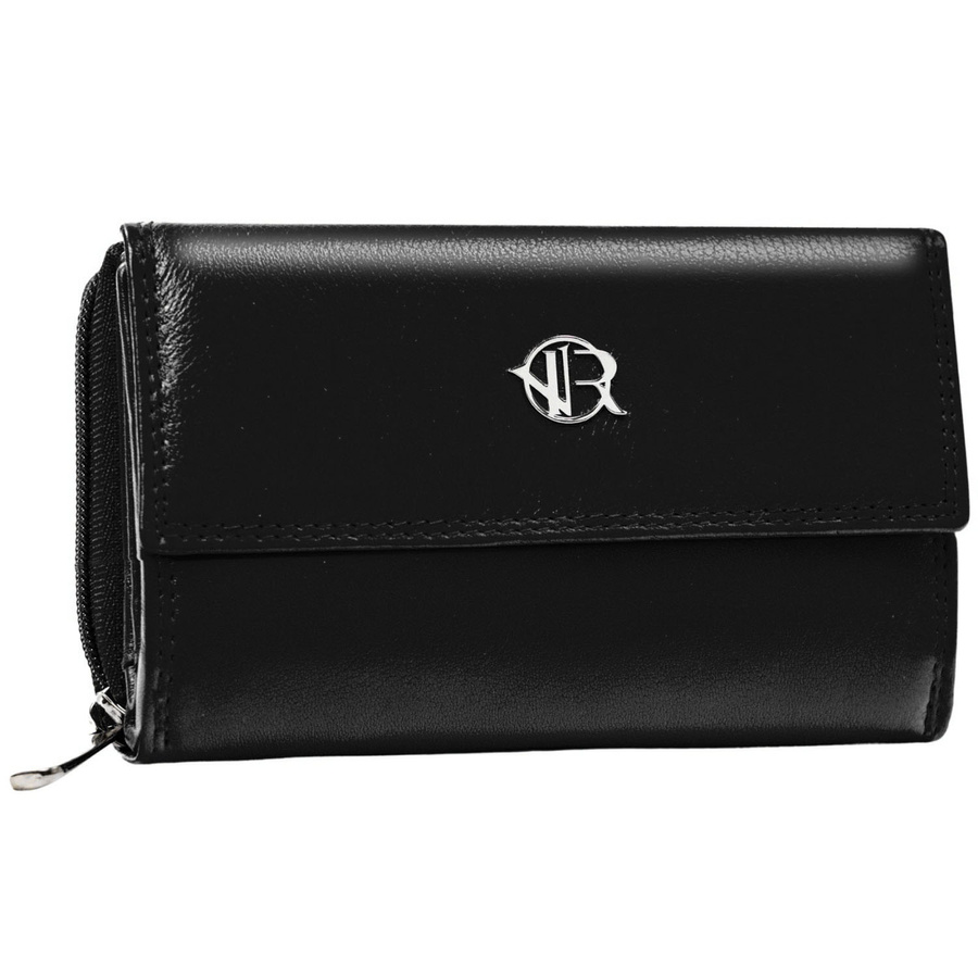 Moderná dámska kožená peňaženka na patent v čiernej farbe – Rovicky