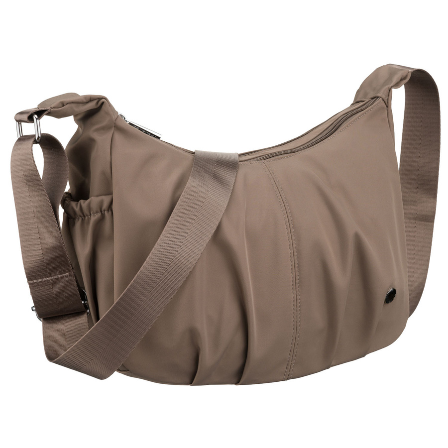 Ciemnobeżowa torebka damska z poliestru zamykana suwakiem - Peterson
