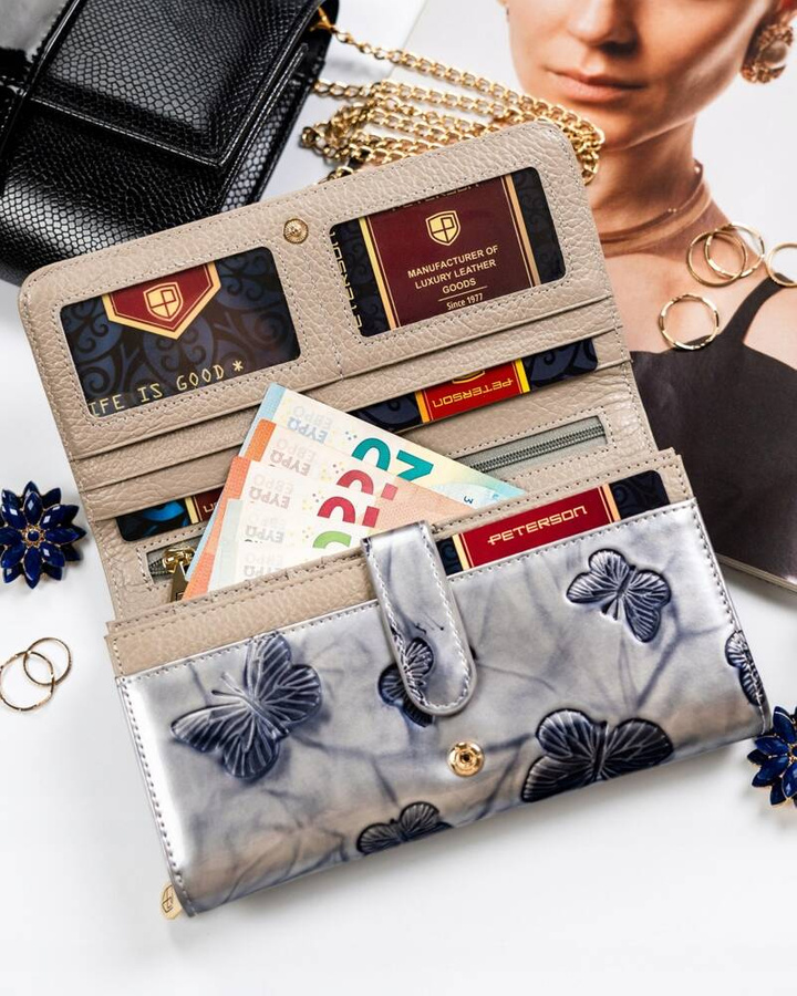 Leather wallet RFID PETERSON PTN 421077-BF