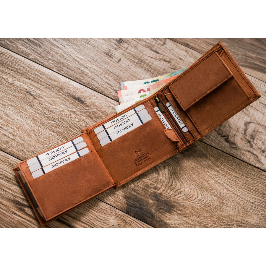 Leather wallet RFID ALWAYS WILD N992-CHM-HORSE-BL CO