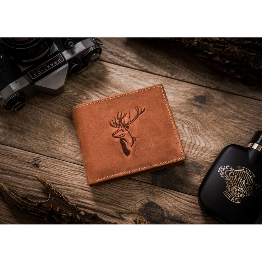 Leather wallet RFID ALWAYS WILD N992-CHM-DEER-BL