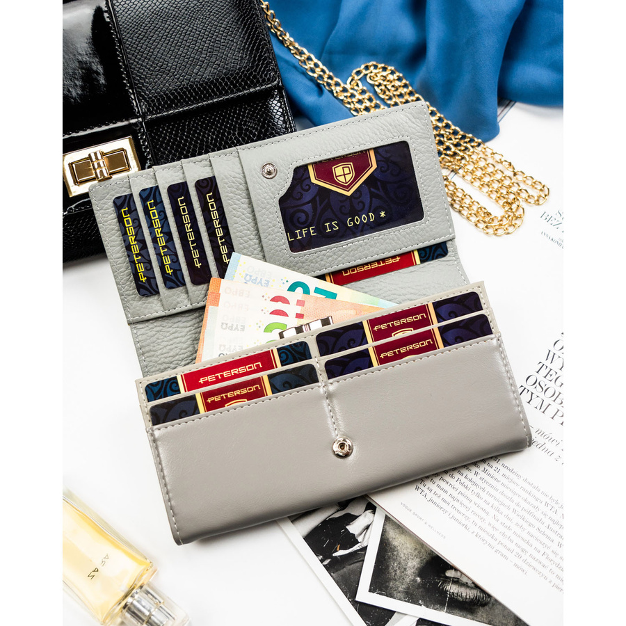 Leather+leatherette wallet RFID PETERSON PTN PX24-1-NPK