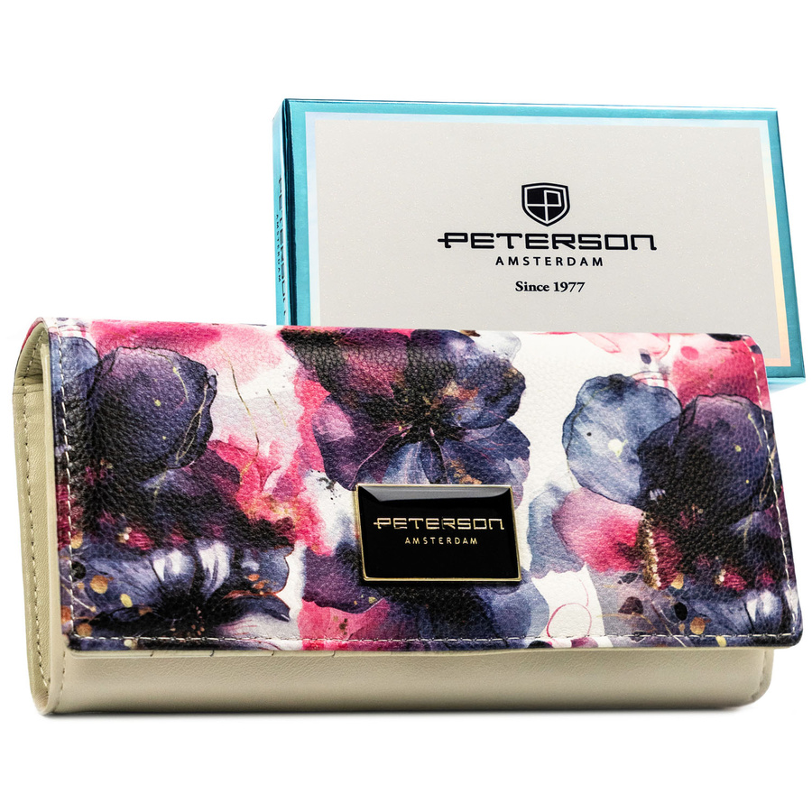Dámska kvetinová peňaženka z prírodnej a ekologickej kože s RFID ochranou - Peterson