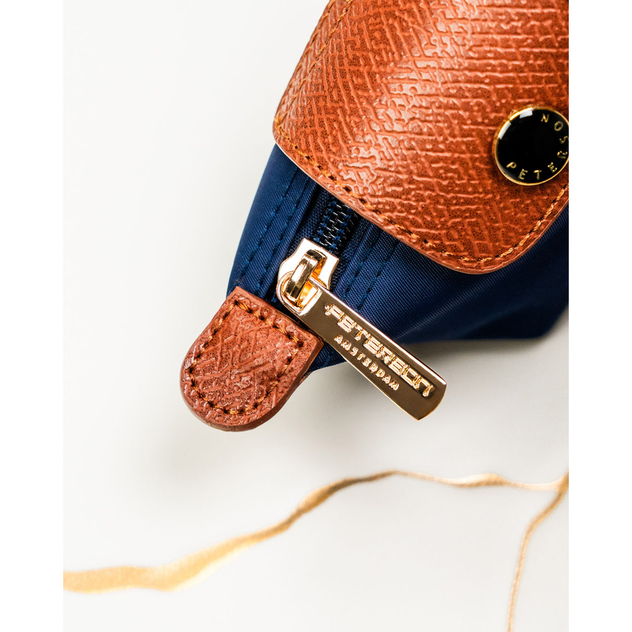 Granatowe etui na klucze z poliestru i skóry ekologicznej - Peterson