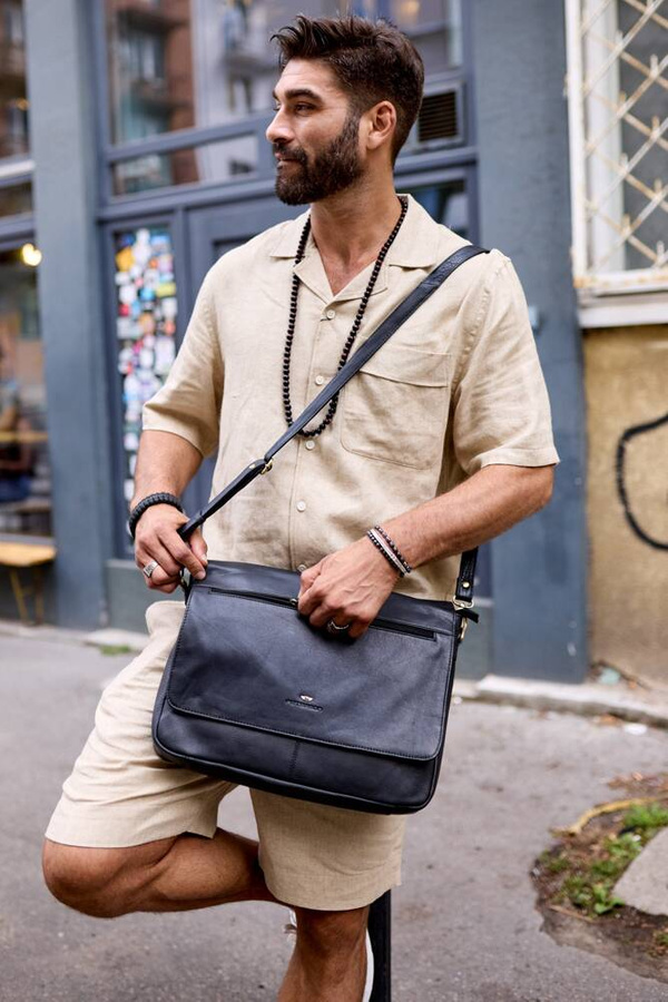Leather's laptop bag PETERSON PTN 1728-NDM