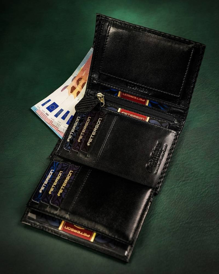 Leather wallet RFID PETERSON PTN 324-CA-6617 BLAC