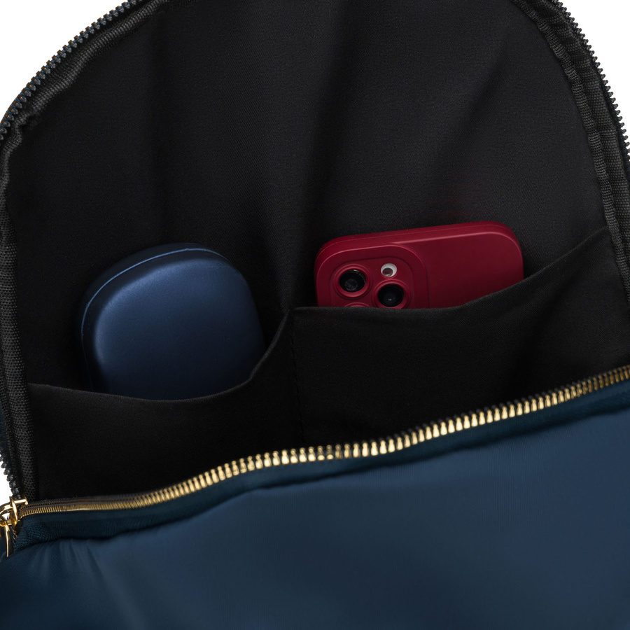 Dwukomorowy, granatowy plecak damski z poliestru - Peterson