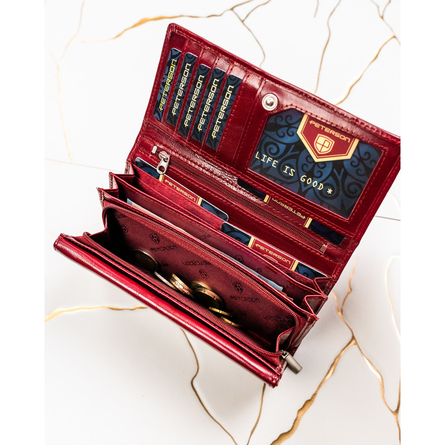 Leather wallet RFID PETERSON PTN RD-12-NGV