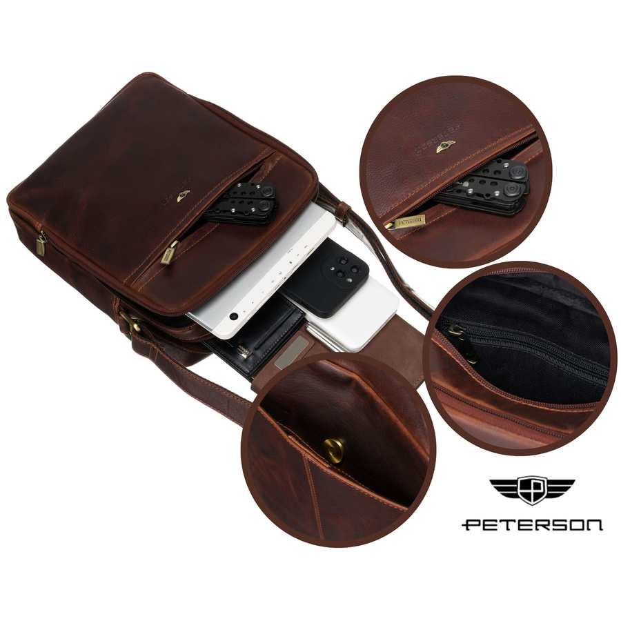 Leather bag PETERSON PTN TB-8021-WAX