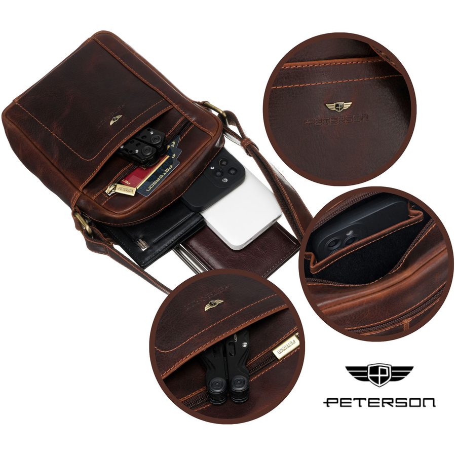 Leather bag PETERSON PTN TB-8020-WAX