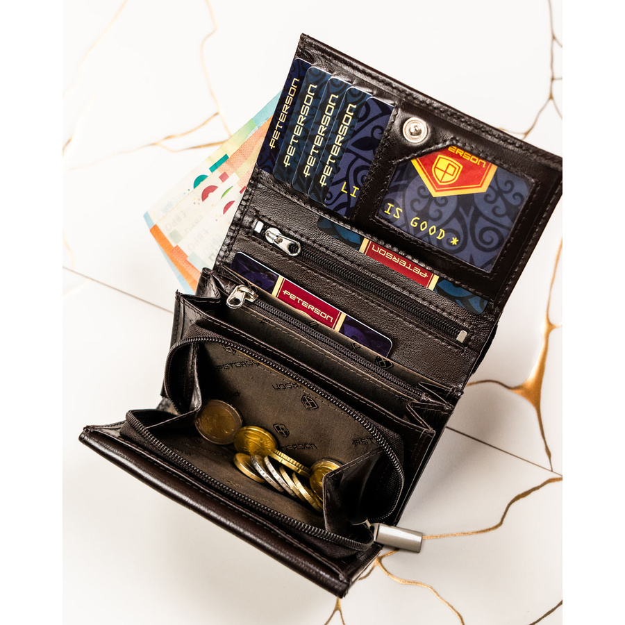 Leather wallet RFID PETERSON PTN RD-02-NGV