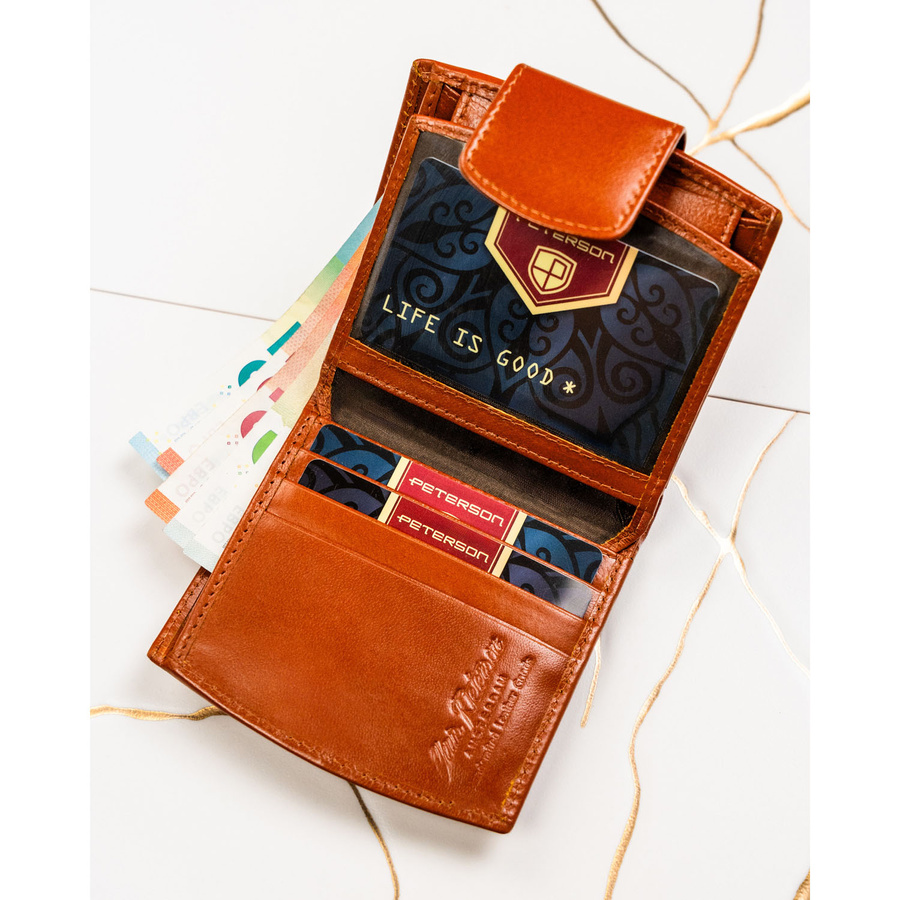 Leather wallet RFID PETERSON PTN RD-314-NGV-M