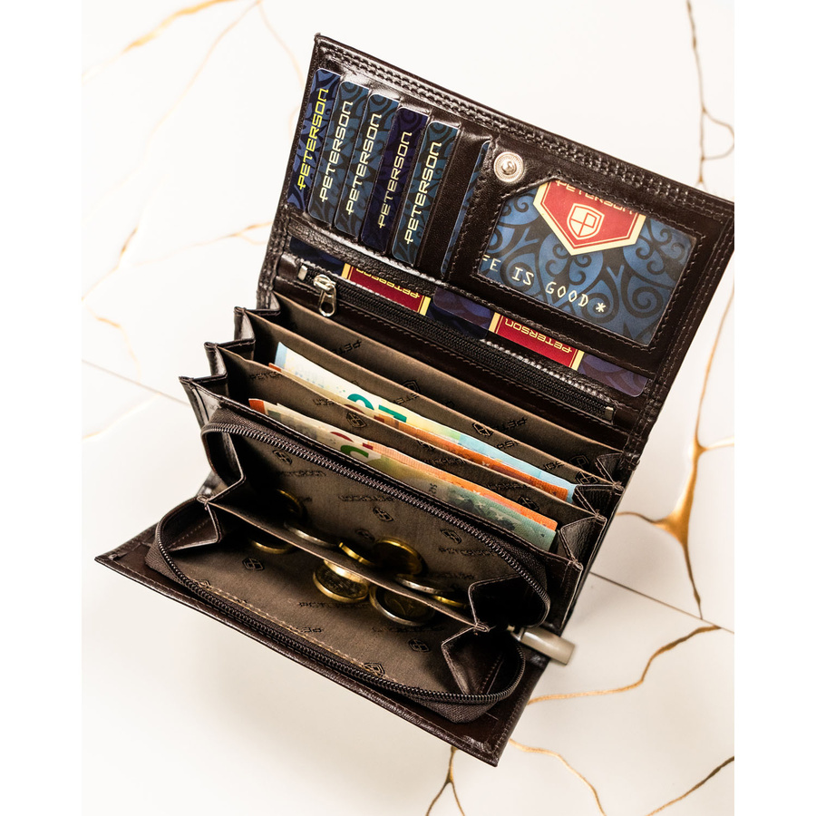 Leather wallet RFID PETERSON PTN RD-07-NGV