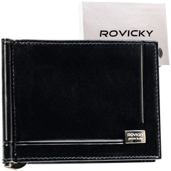 Elegancka banknotówka męska ze skóry naturalnej w czarnym kolorze - Rovicky