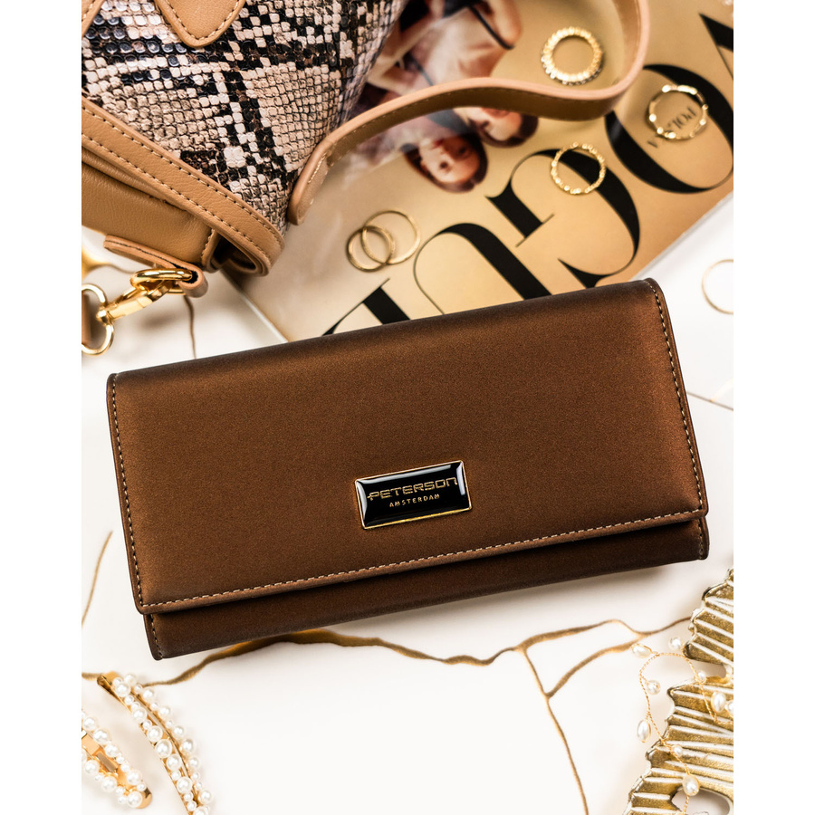 Leather and leatherette wallet RFID PETERSON PTN PS401-HNL