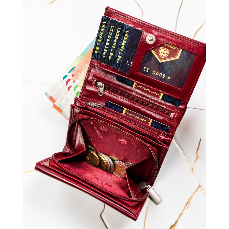 Leather wallet RFID PETERSON PTN RD-02-NGV