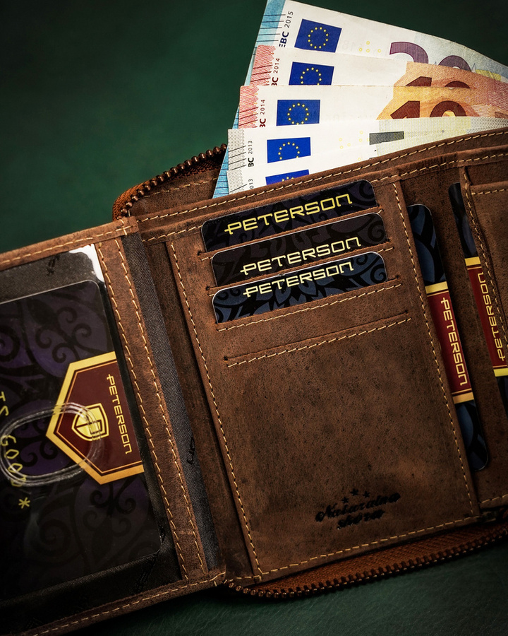 Leather wallet RFID PETERSON PTN 340PW-02 2-1-4