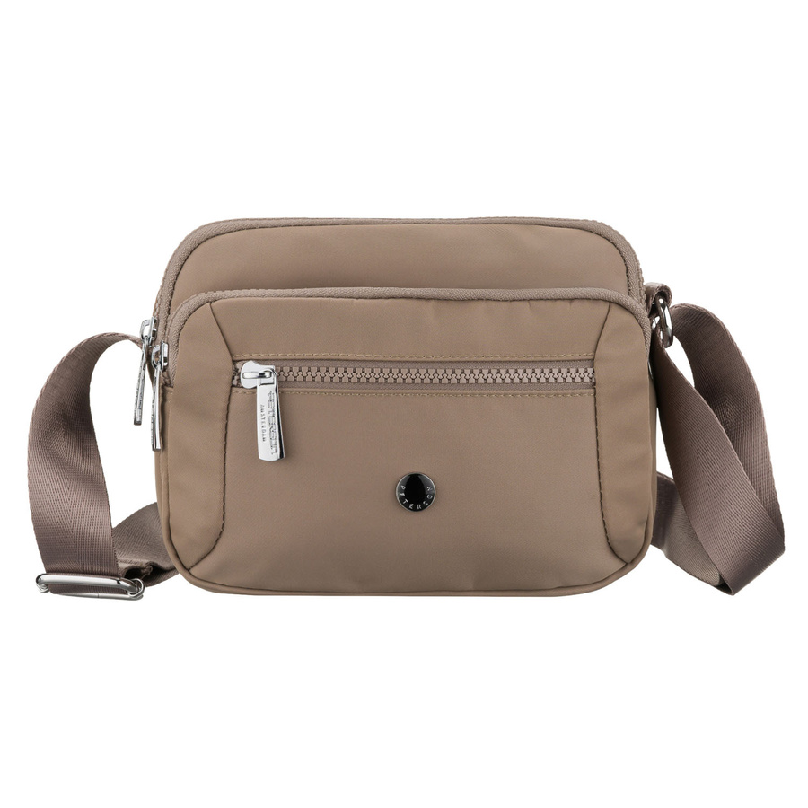 Listonoszka damska z poliestru w ciemnobeżowym kolorze, dwukomorowa - Peterson