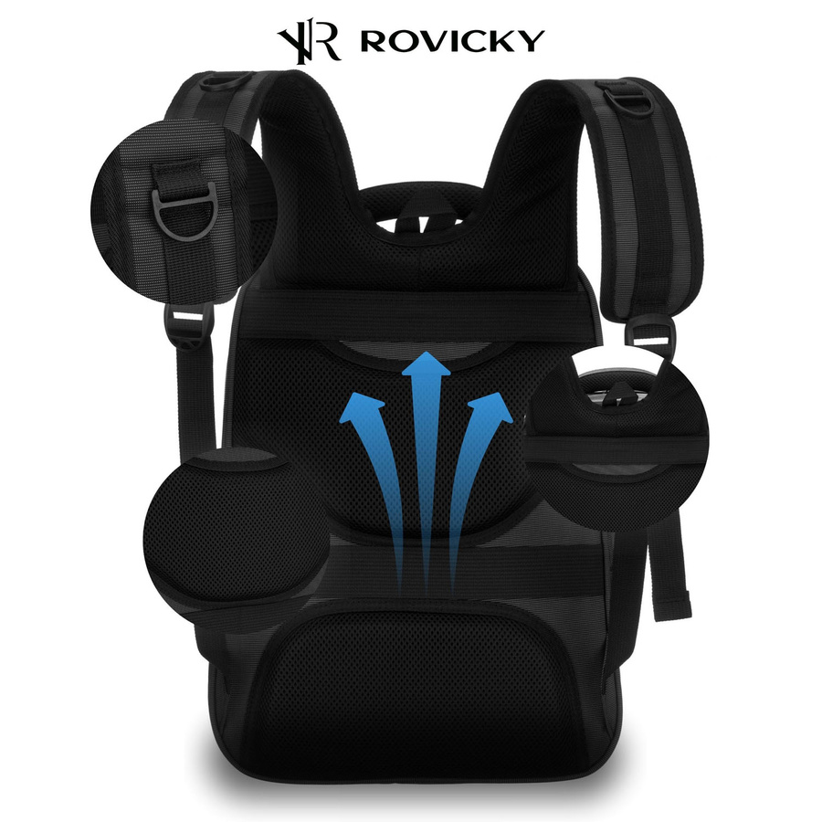 Podróżny plecak w czarnym kolorze z miejscem na laptopa - Rovicky