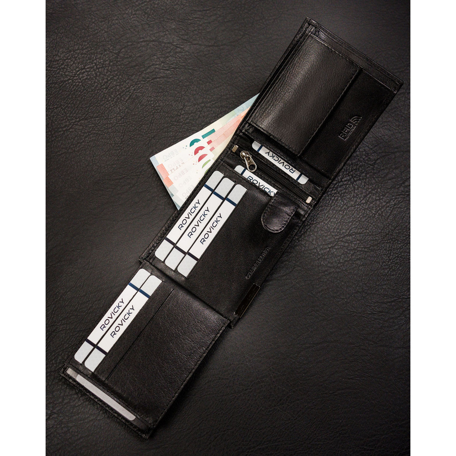 Leather wallet RFID RONALDO RM-02-BDF-BL