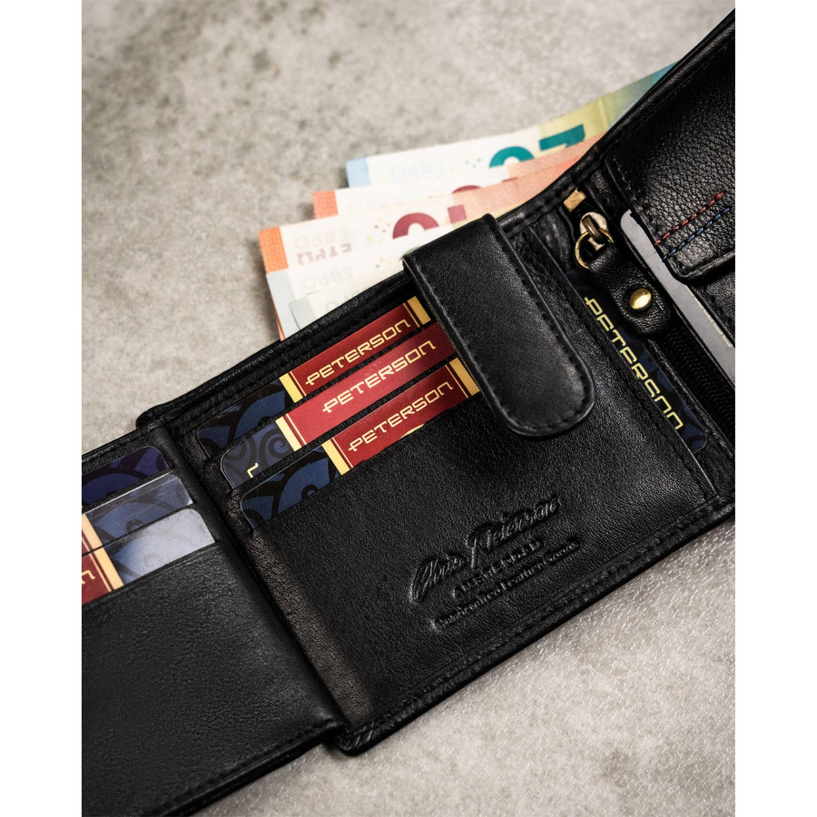 Leather wallet & key ring set PETERSON PTN SET-M-1549-D