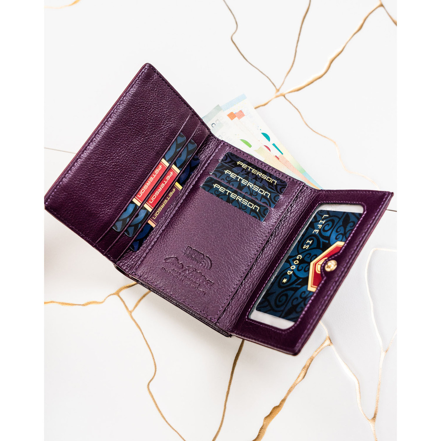Leather and leatherette wallet RFID PETERSON PTN PS15-09-HNL