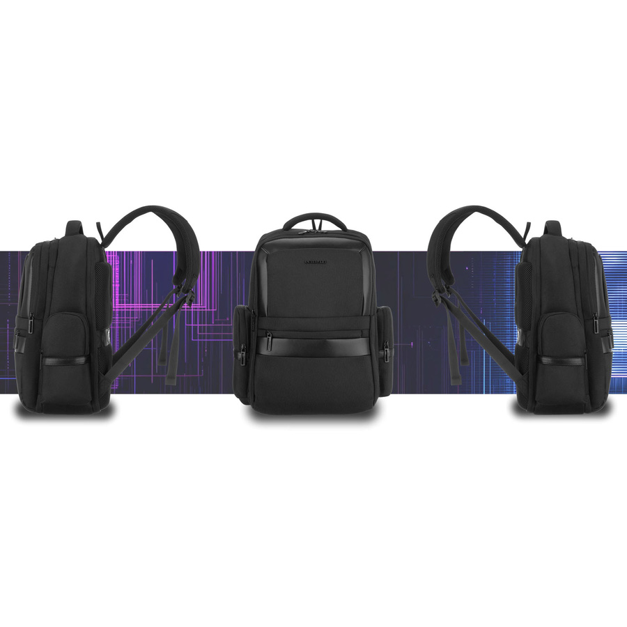 Plecak podróżny z poliestru w czarnym kolorze zawieszony na regulowanych szelkach - Peterson