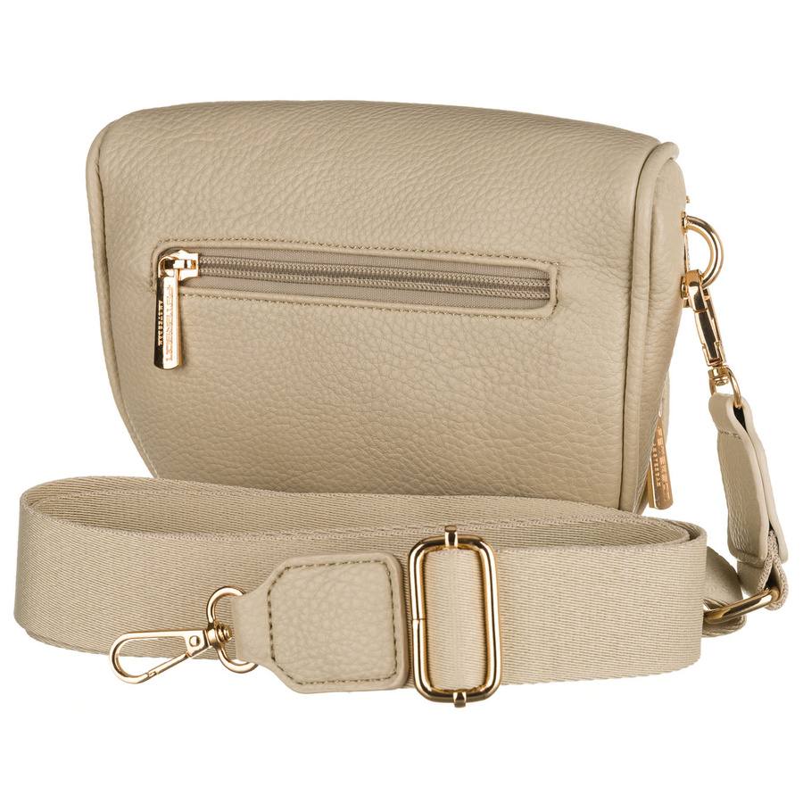 Saszetka damska w beżowym kolorze wykonana ze skóry ekologicznej, zamykana suwakiem - Peterson