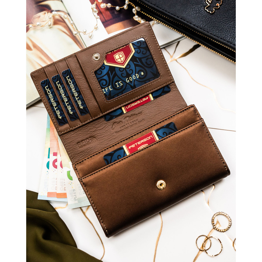 Leather and leatherette wallet RFID PETERSON PTN PS112-HNL