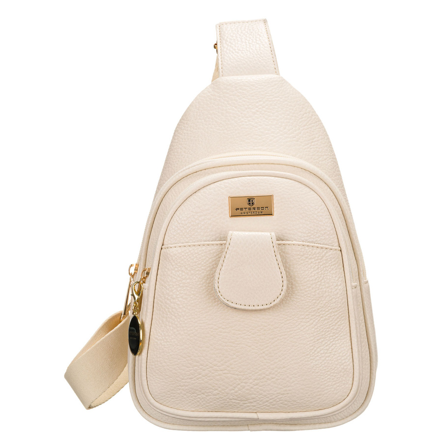 Béžová crossbody kapsička so širokým remienkom