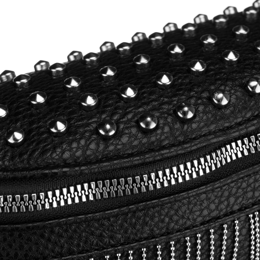 Stylowa, czarna saszetka damska wykonana ze skóry ekologicznej - Peterson