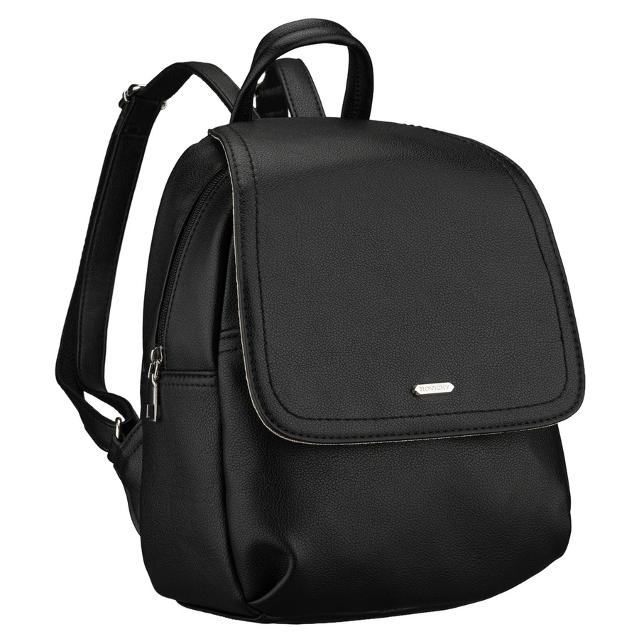 Czarny, miejski plecak damski ze skóry ekologicznej - Rovicky