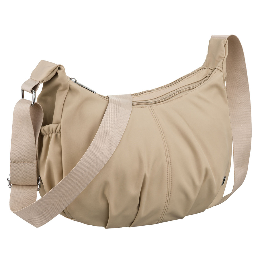 Dámska béžová kabelka z polyesteru so zapínaním na zips, dvojkomorová