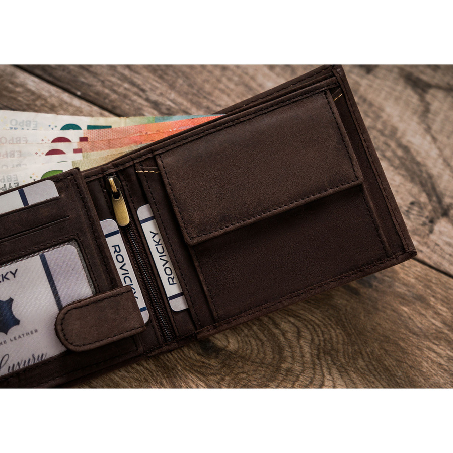 Leather wallet RFID ALWAYS WILD N992-CHM-HORSE-BL BR