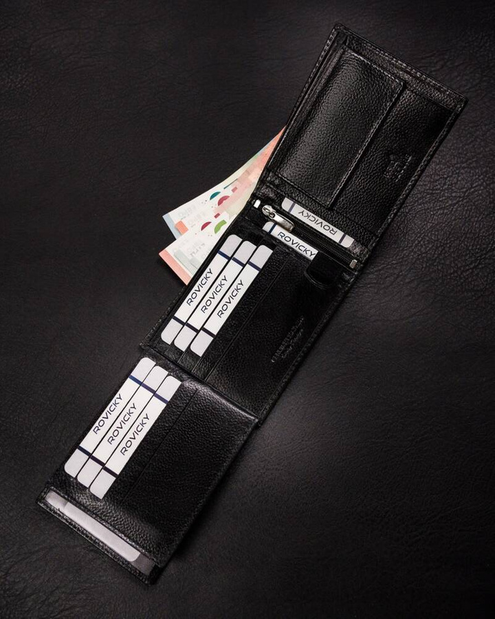 Leather wallet RFID ROVICKY N992-RPVT-BL