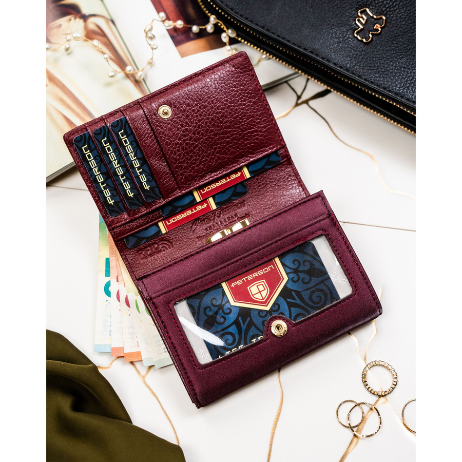 Leather and leatherette wallet RFID PETERSON PTN PS445-HNL