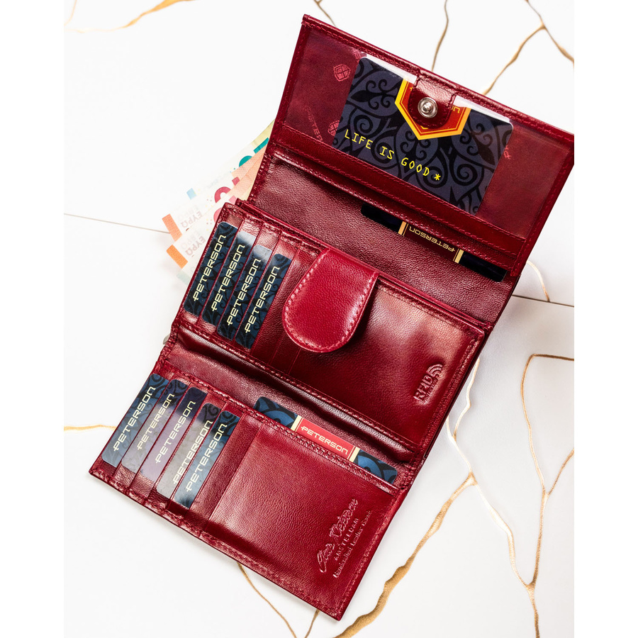 Leather wallet RFID PETERSON PTN RD-21-NGV