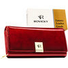 Skórzany, duży portfel damski w czerwonym kolorze zamykany na zatrzask - Rovicky