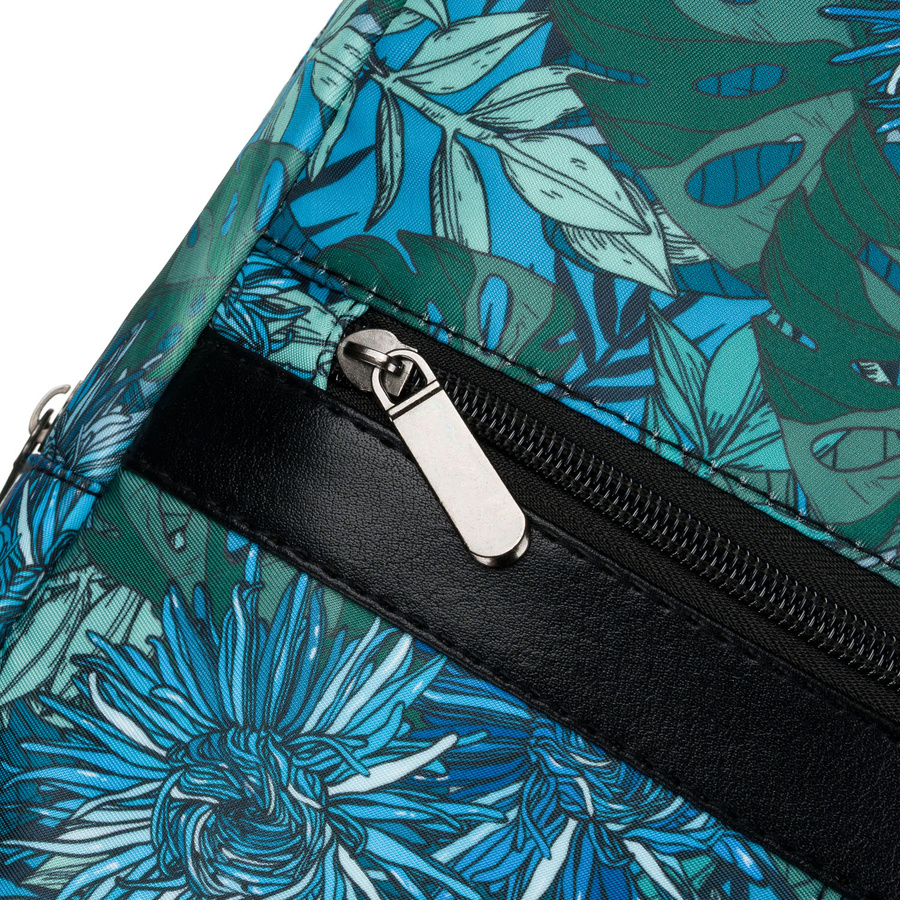 Zielono-niebieski plecak damski z zewnętrzną kieszonką - Rovicky