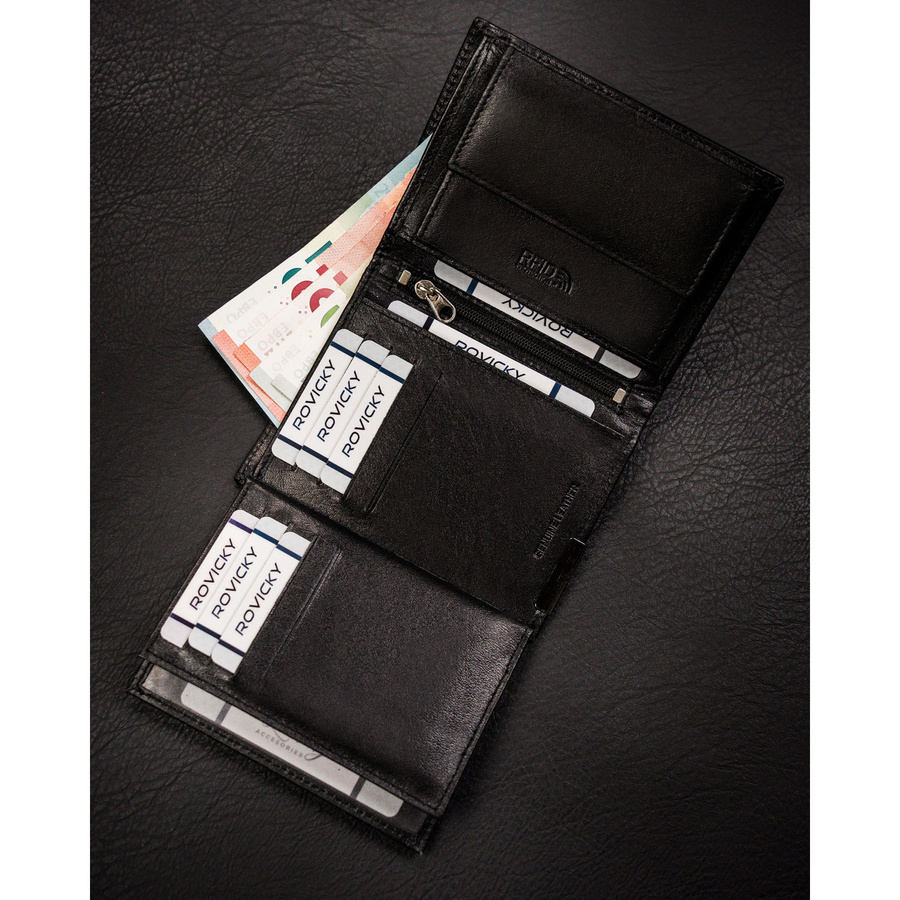 Leather wallet RFID RONALDO RM-03-BDF-BL