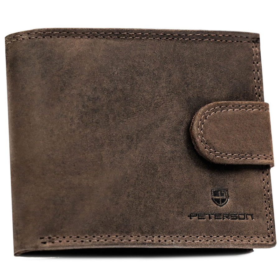 Darčeková sada – hnedá pánska kožená peňaženka so zapínaním na patent a prívesok