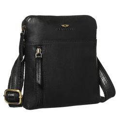 Listonoszka męska ze skóry naturalnej w czarnym kolorze, jednokomorowa i zamykana suwakiem - Peterson