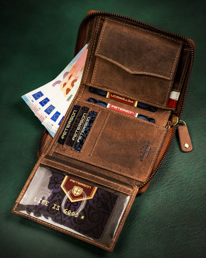Leather wallet RFID PETERSON PTN 340PW-02 2-1-4