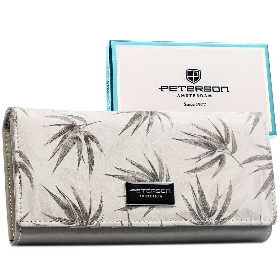 Elegantná biela dámska peňaženka z ekologickej a prírodnej kože s RFID ochranou – Peterson