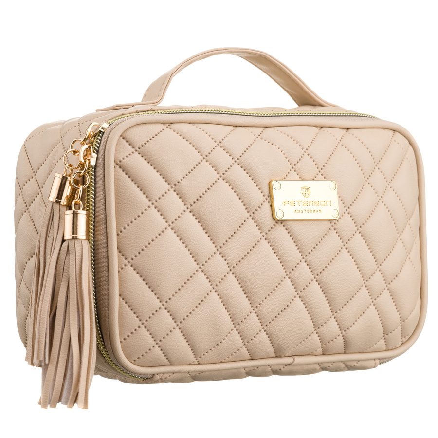 Béžová dámska kozmetická taštička z jednej komory