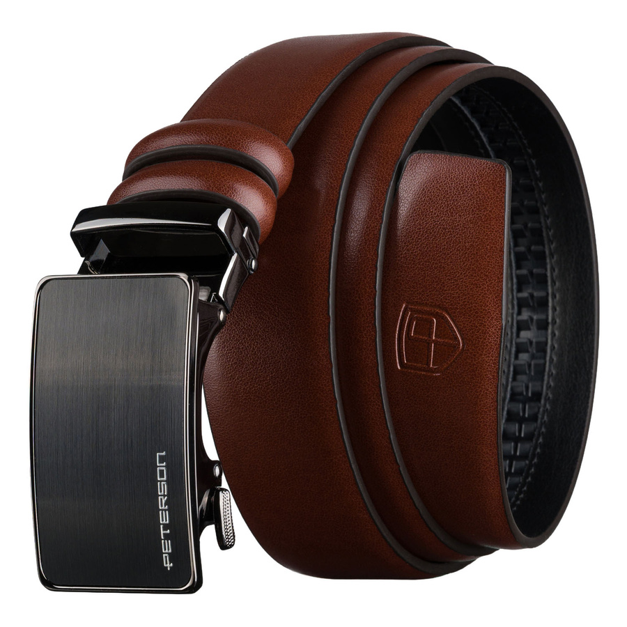 Pánsky kožený opasok v hnedej farbe s automatickou prackou