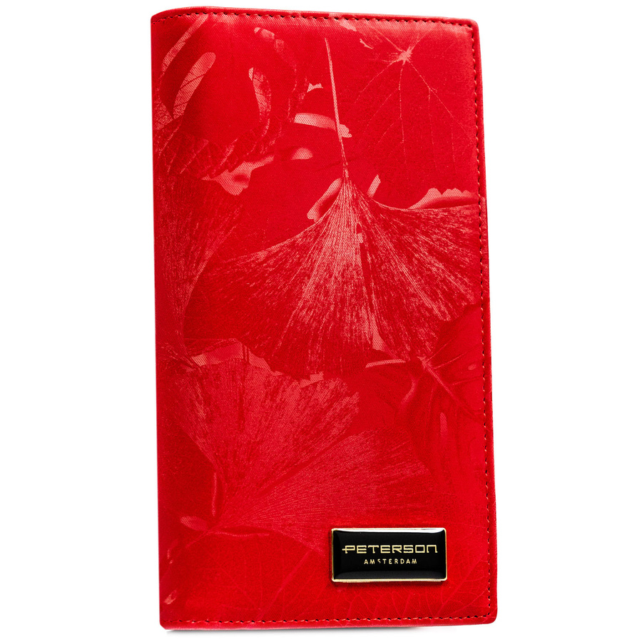 Červená vertikálna dámska peňaženka z kože s RFID ochranou a dvojitým zapínaním